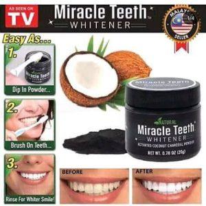 Miracle charcoal teeth whitening