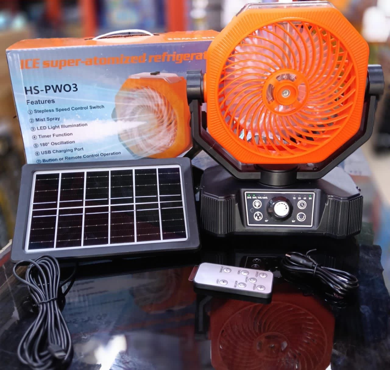 ICE SUPER ATOMIZED REFRIGERATION ROTATING SOLAR FAN